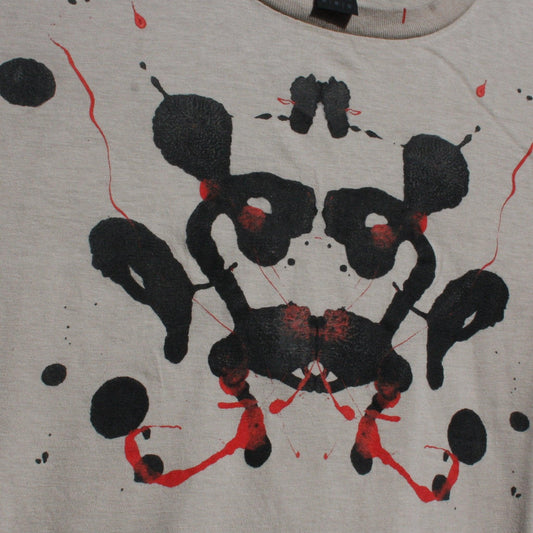 Rorschach, Sand cotton T-Shirt with Black & Red ink blot - Medium (#1 RS BR M1) - ElRatDesigns - T Shirt