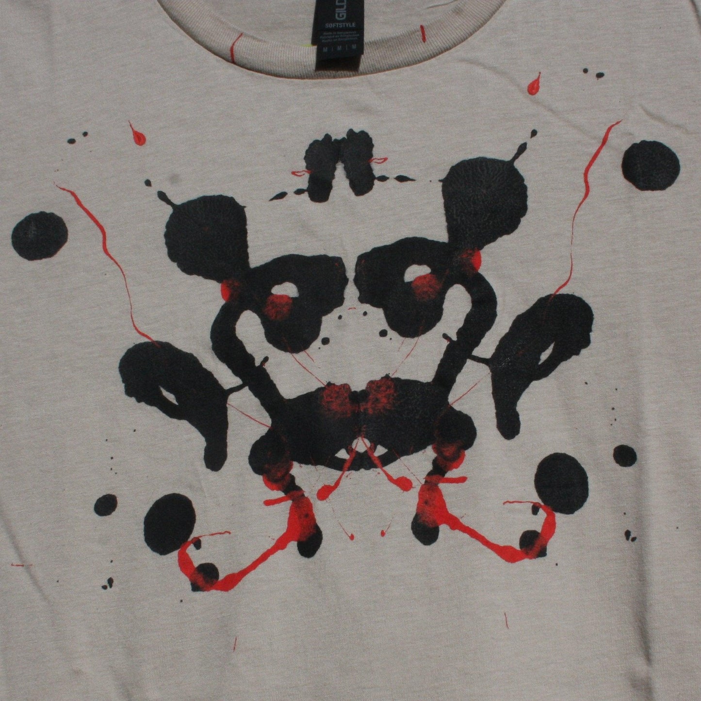 Rorschach, Sand cotton T-Shirt with Black & Red ink blot - Medium (#1 RS BR M1) - ElRatDesigns - T Shirt