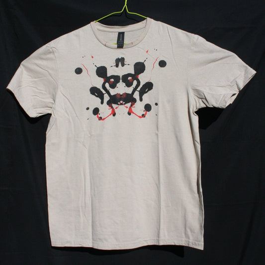 Rorschach, Sand cotton T-Shirt with Black & Red ink blot - Medium (#1 RS BR M1) - ElRatDesigns - T Shirt