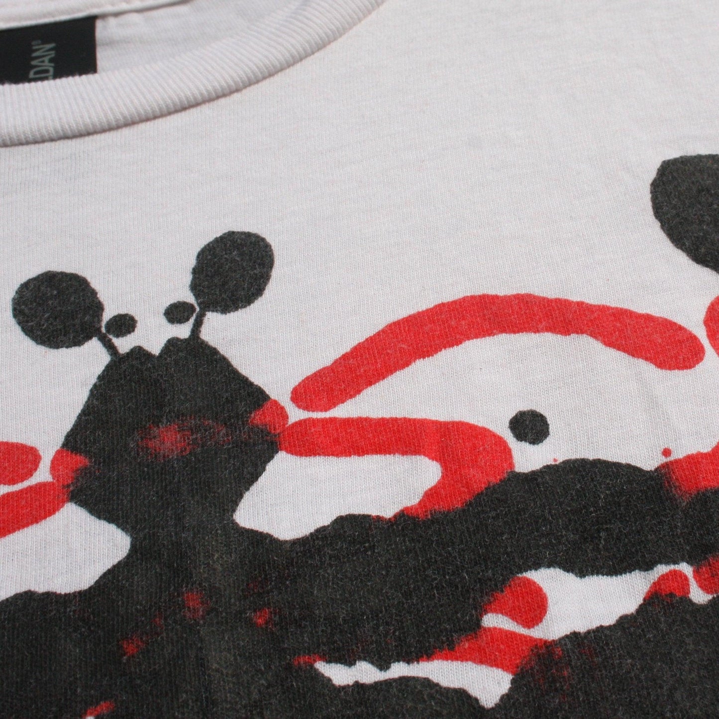 Rorschach, White cotton T-Shirt with Black & Red ink blot - Large #1 (RW BR L1) - ElRatDesigns - T Shirt