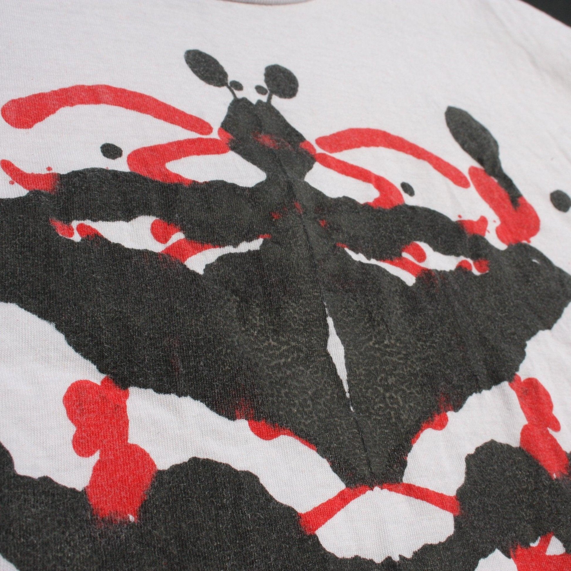 Rorschach, White cotton T-Shirt with Black & Red ink blot - Large #1 (RW BR L1) - ElRatDesigns - T Shirt