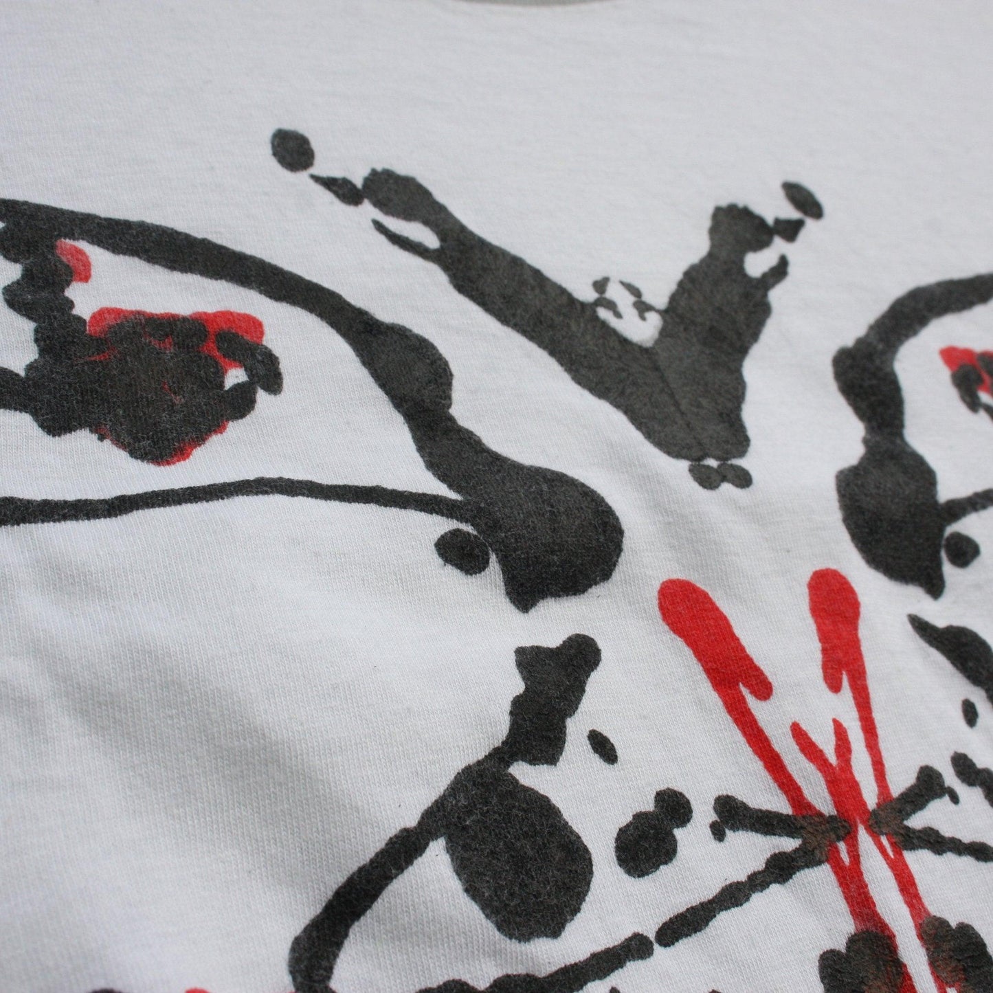 Rorschach, White cotton T-Shirt with Black & Red ink blot - Large #2 (RW BR L2) - ElRatDesigns - T Shirt