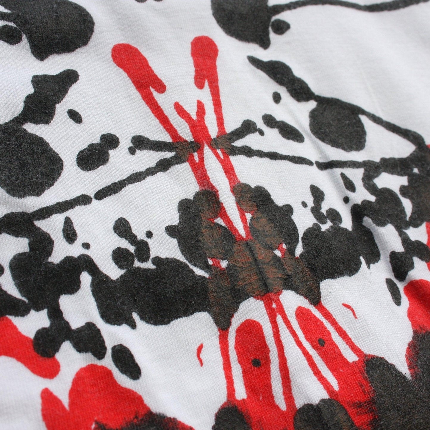 Rorschach, White cotton T-Shirt with Black & Red ink blot - Large #2 (RW BR L2) - ElRatDesigns - T Shirt