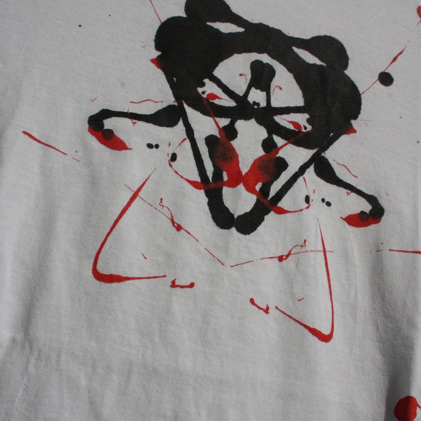 Rorschach, White cotton T-Shirt with Black & Red ink blot - Small #1 (RW BR S1) - ElRatDesigns - T Shirt