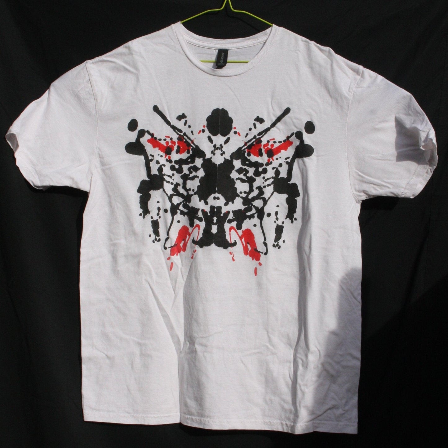 Rorschach, White cotton T-Shirt with Black & Red ink blot - XL #1(RW BR XL1) - ElRatDesigns - T Shirt