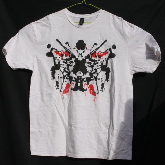 Rorschach, White cotton T-Shirt with Black & Red ink blot - XL #1(RW BR XL1) - ElRatDesigns - T Shirt