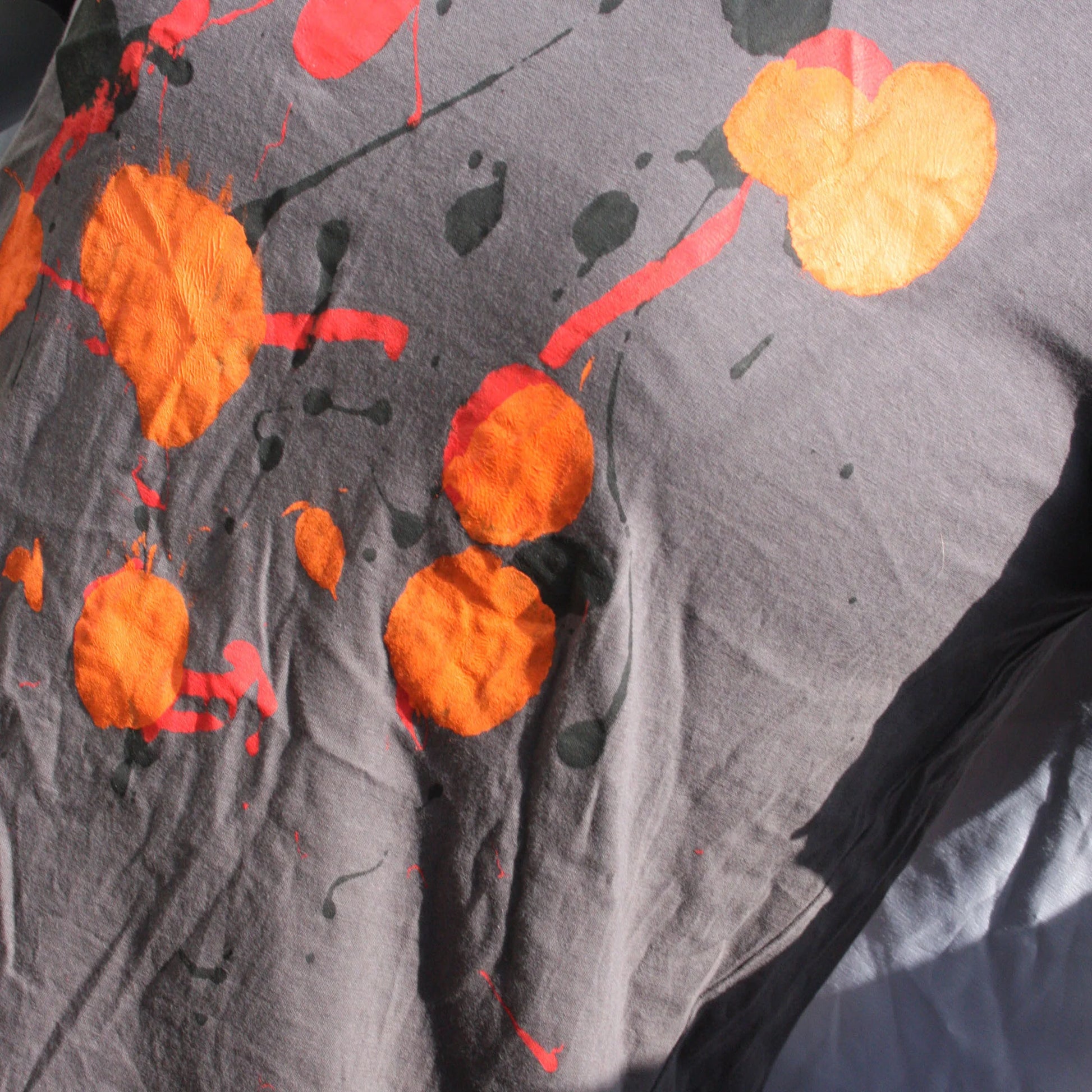 Splatter Print Art Shirt - One of a Kind Hand Printed, Colour Charcoal, Size S, SP.SSi.Ch.S1 | ElRat Designs