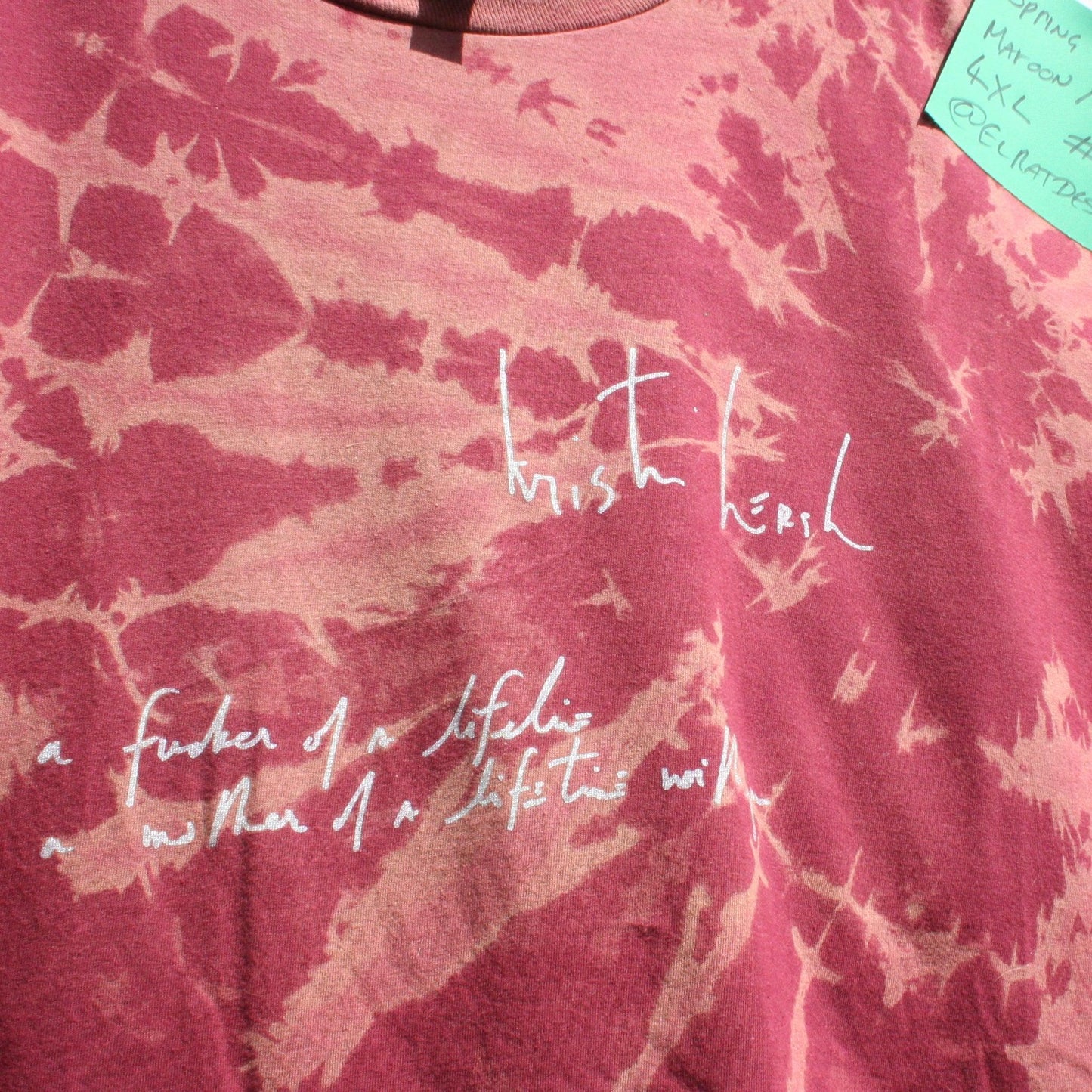 Spring - Kristin Hersh T - Shirt - 4XL ONE OFF Maroon Reverse Tie - Dye (#1) ***MISPRINT*** - ElRatDesigns - T Shirt