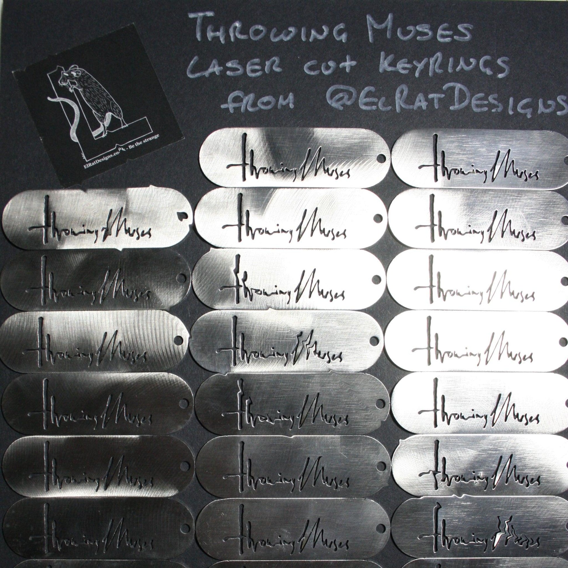 hrowing Muses 1986 logo CNC laser-cut stainless steel keyring, designed by ElRat Designs; a unique piece for fans of Kristin Hersh and alternative rock.