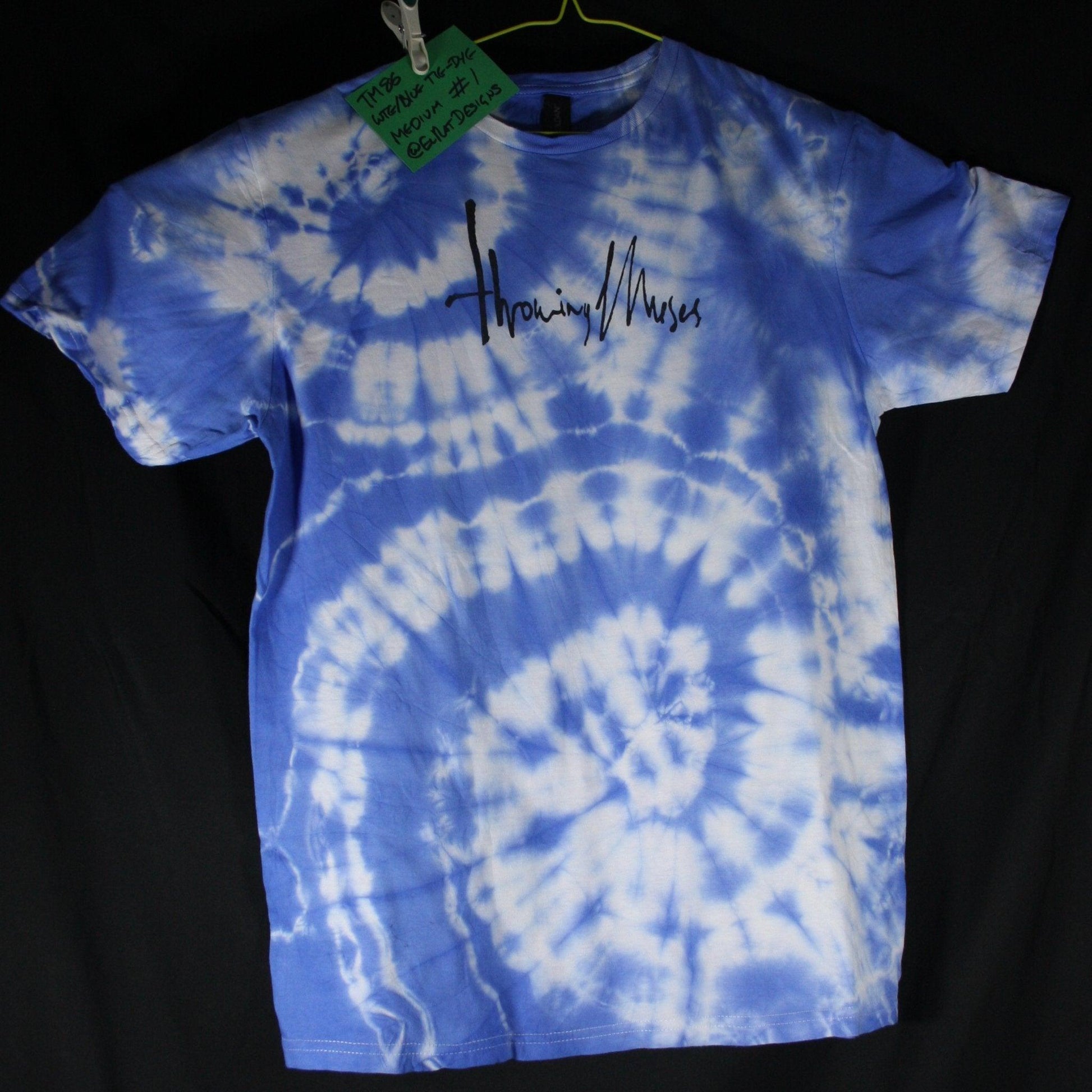 Throwing Muses 1986 logo - ONE OFF White/Blue Tie-Dye Medium (#1) ***MISPRINT*** - ElRatDesigns - T Shirt