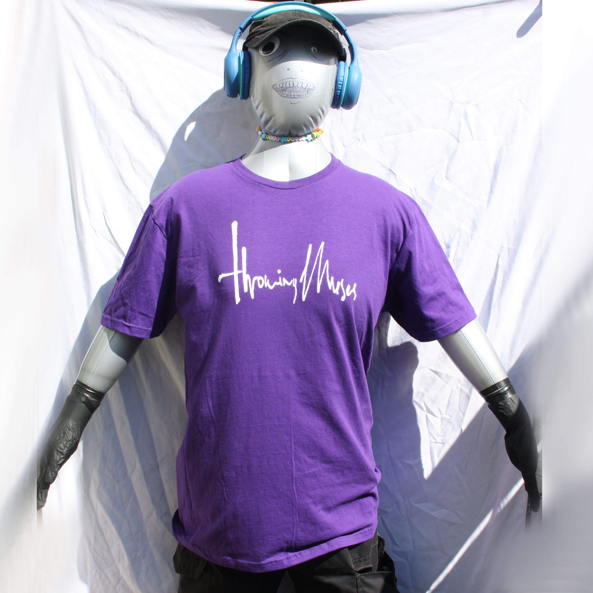 Throwing Muses 1986 logo - Screen printed T-Shirt  in purple with white water based ink from ElRatDesigns