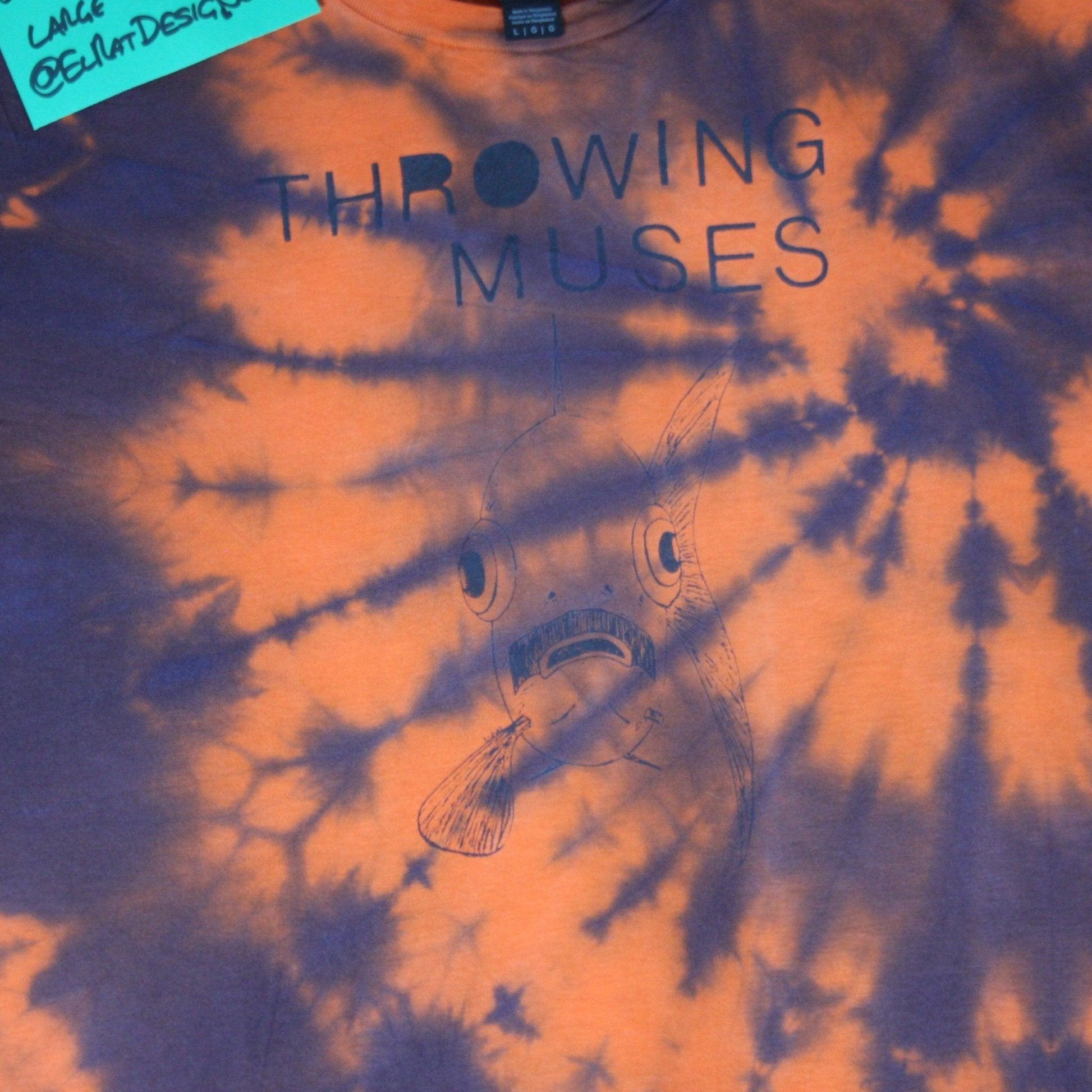 Throwing Muses 'Bywater' fish tee - ONE OFF Orange/Purple Tie-Dye Large (#1) ***MISPRINT*** - ElRatDesigns - T Shirt