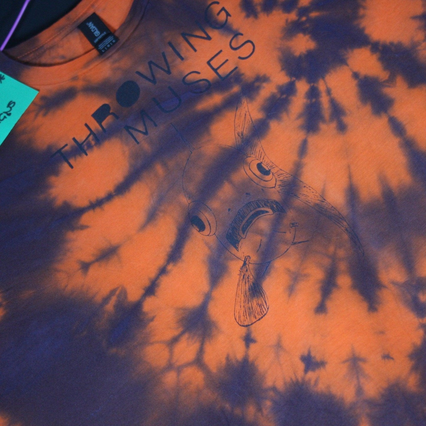 Throwing Muses 'Bywater' fish tee - ONE OFF Orange/Purple Tie-Dye Large (#1) ***MISPRINT*** - ElRatDesigns - T Shirt