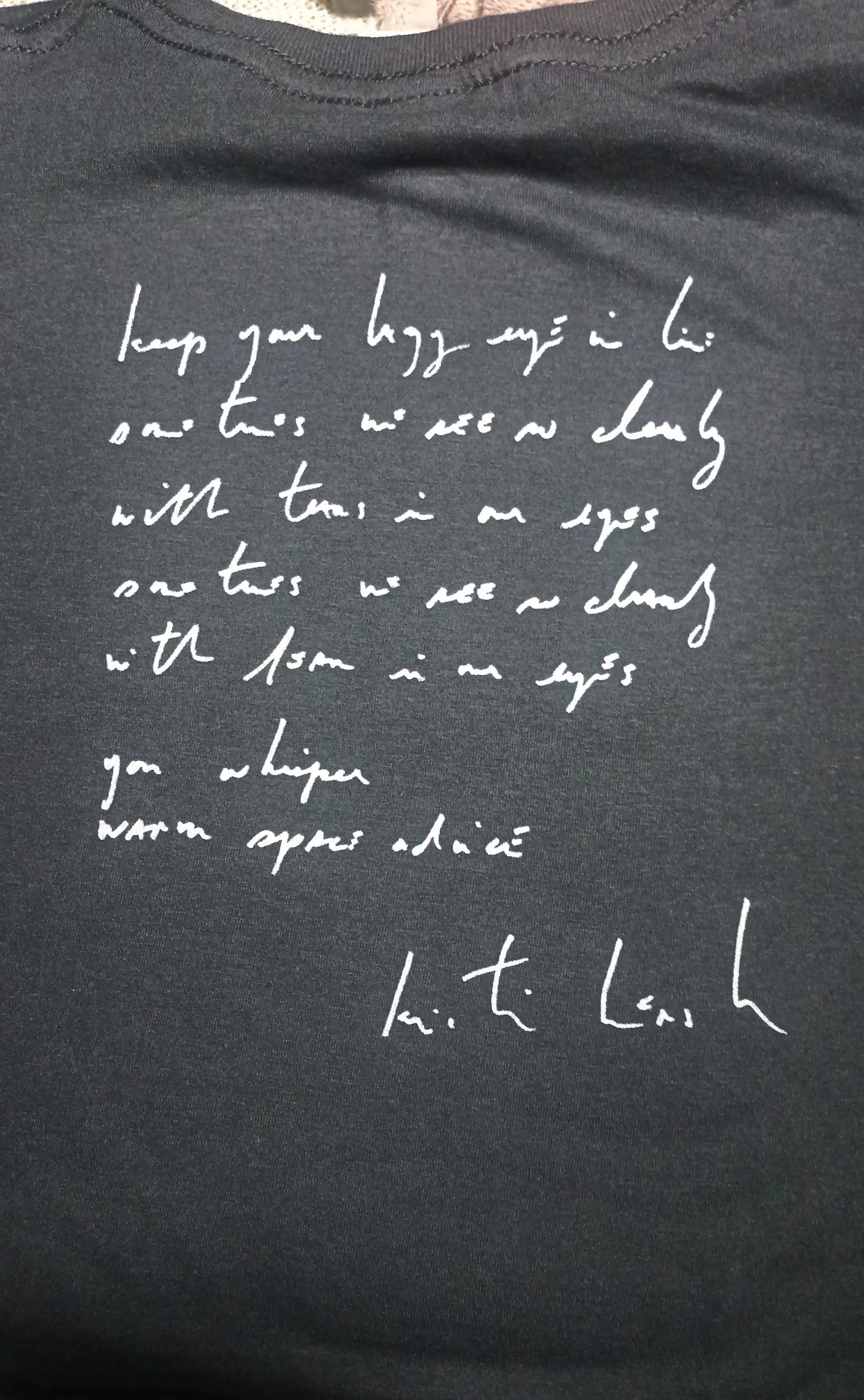 keep your lazy eye in line, sometimes we see so clearly with tears in our eyes. Handwritten by Kristin Hersh 2024, only from ElRat Designs