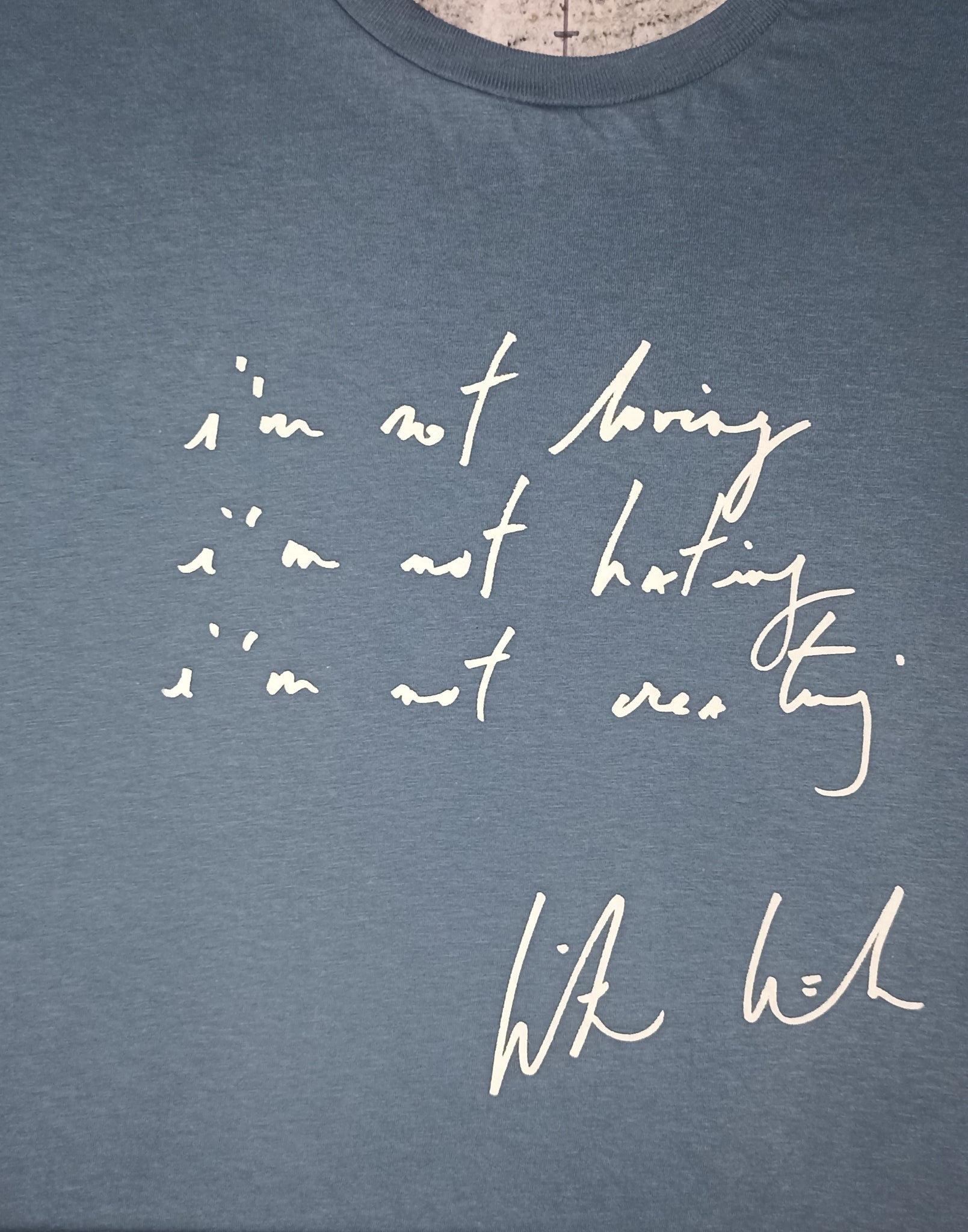 i'm not loving, i'm not hating. Handwritten by Kristin Hersh 2024, only from ElRat Designs
