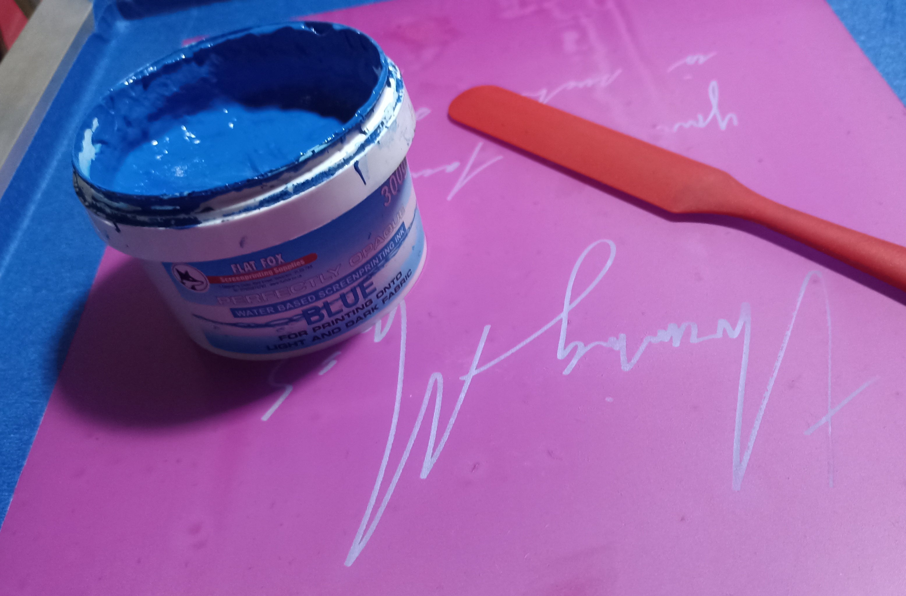 blue ink and screen, Handwritten by Kristin Hersh 2024, only from ElRat Designs