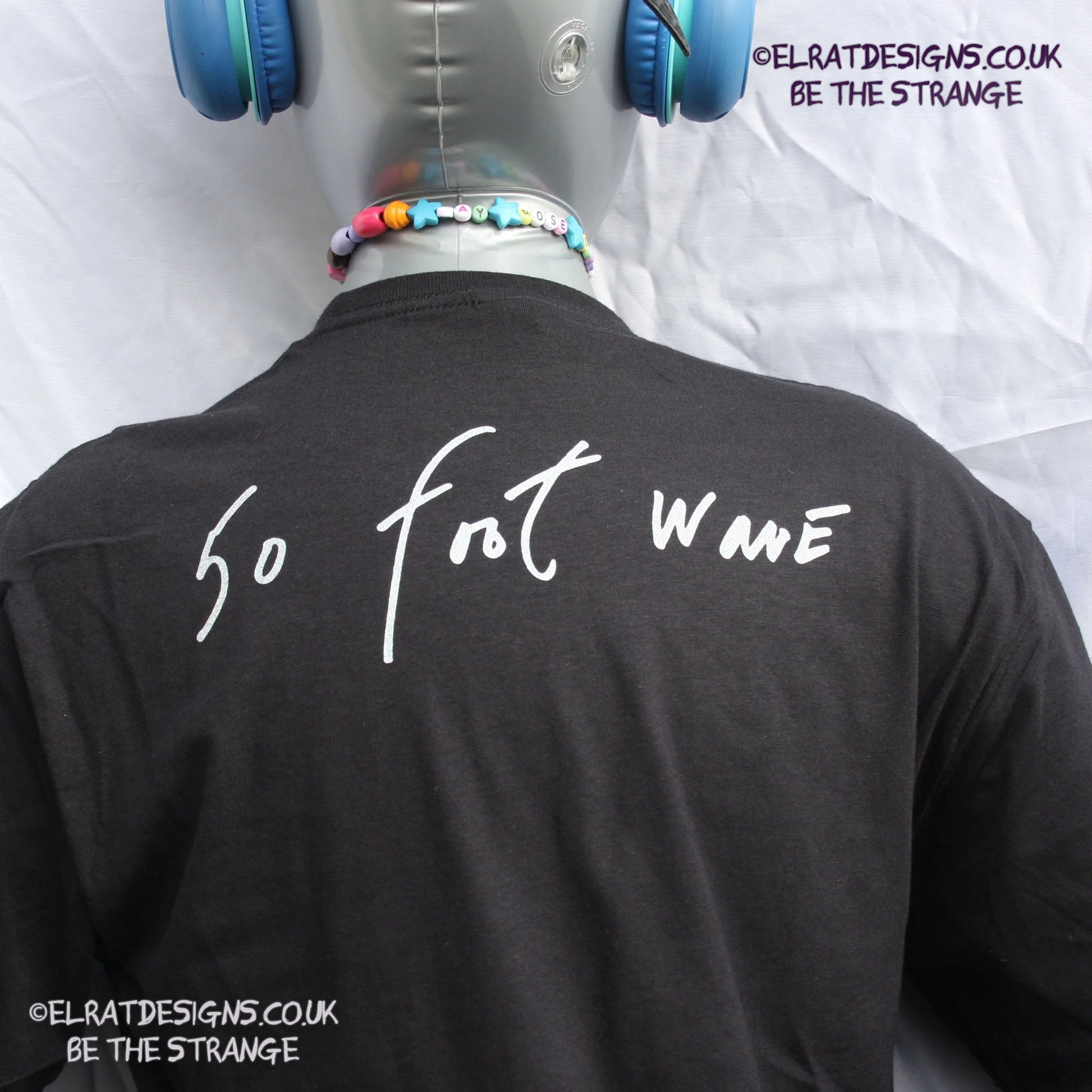 50 Foot Wave, Black Pearl back print "50 foot wave" handwritten by Kristin Hersh,  written exclusively for ElRat designs - elratdesigns.co.uk