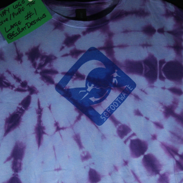 50 foot wave logo T-Shirt - ONE OFF Blue/Purple Tie-Dye Large (#1) ***MISPRINT*** - ElRatDesigns - T Shirt