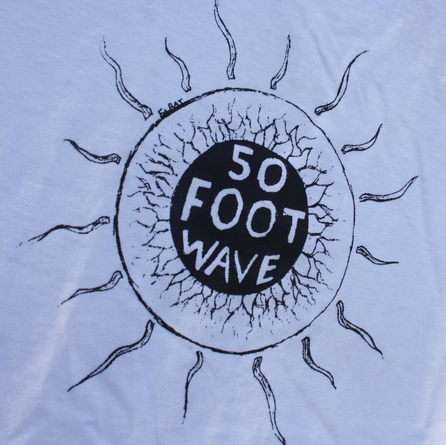 50 Foot Wave 'Staring into the Sun' tee - White T-Shirt with Black print - ElRat/Hersh - ElRatDesigns - T Shirt