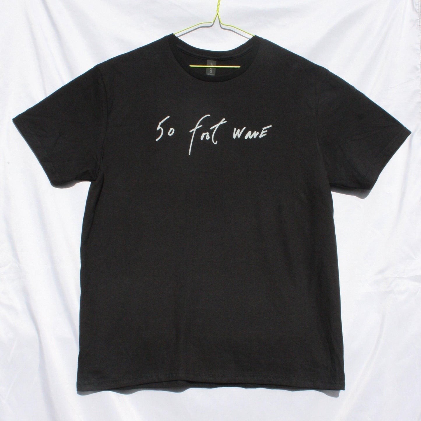 50 Foot Wave T-Shirt in black featuring 'Throwing Muses' 2024 font, handwritten by Kristin Hersh, designed by ElRatDesigns