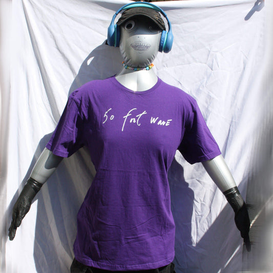 50 Foot Wave T-Shirt in purple featuring 'Throwing Muses' 2024 font, handwritten by Kristin Hersh, designed by ElRatDesigns