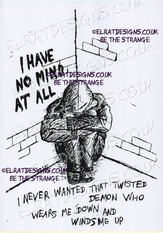 Hand drawn by ElRat, "Human" Original Art Print. Including Kristin Hersh Quotes. Only from ElRat Designs - hero -  elratdesigns.co.uk