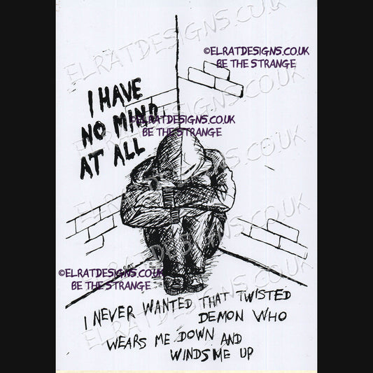 Hand drawn by ElRat, "Human" Original Art Print. Including Kristin Hersh Quotes. Only from ElRat Designs - elratdesigns.co.uk