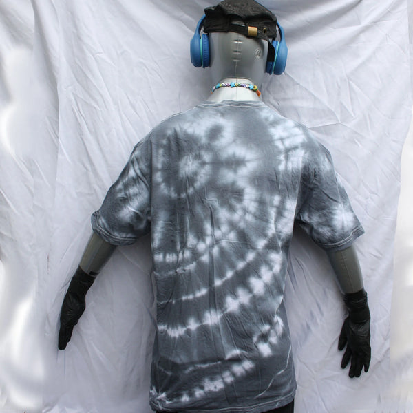 Octoclops Hand-Drawn Cephalopod Tee - Large #1 Misprint - White/Black Tie-Dye | ElRat Designs