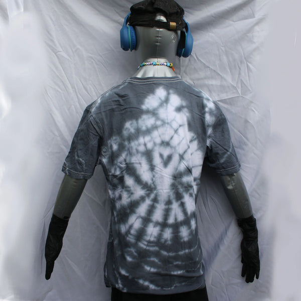 Octoclops Hand-Drawn Cephalopod Tee - Medium Misprint - White/Black Tie-Dye | ElRat Designs