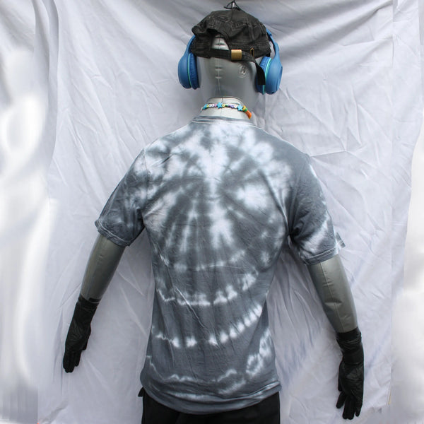 Octoclops Hand-Drawn Cephalopod Tee - Small #2 Misprint - White/Black Tie-Dye | ElRat Designs