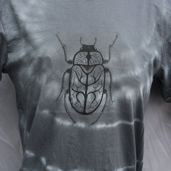 Vine Beetle - Hand-Drawn Bug - Medium #1 Misprint - White/Black Tie-Dye | ElRat Designs