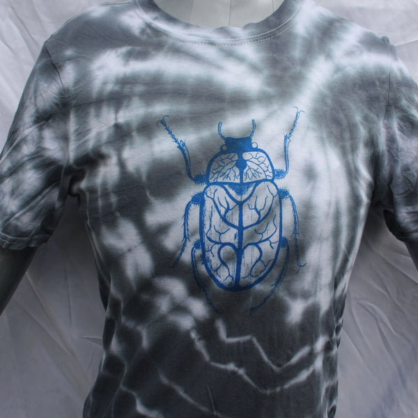 Vine Beetle - Hand-Drawn Bug - Small #1 Misprint - White/Black Tie-Dye | ElRat Designs