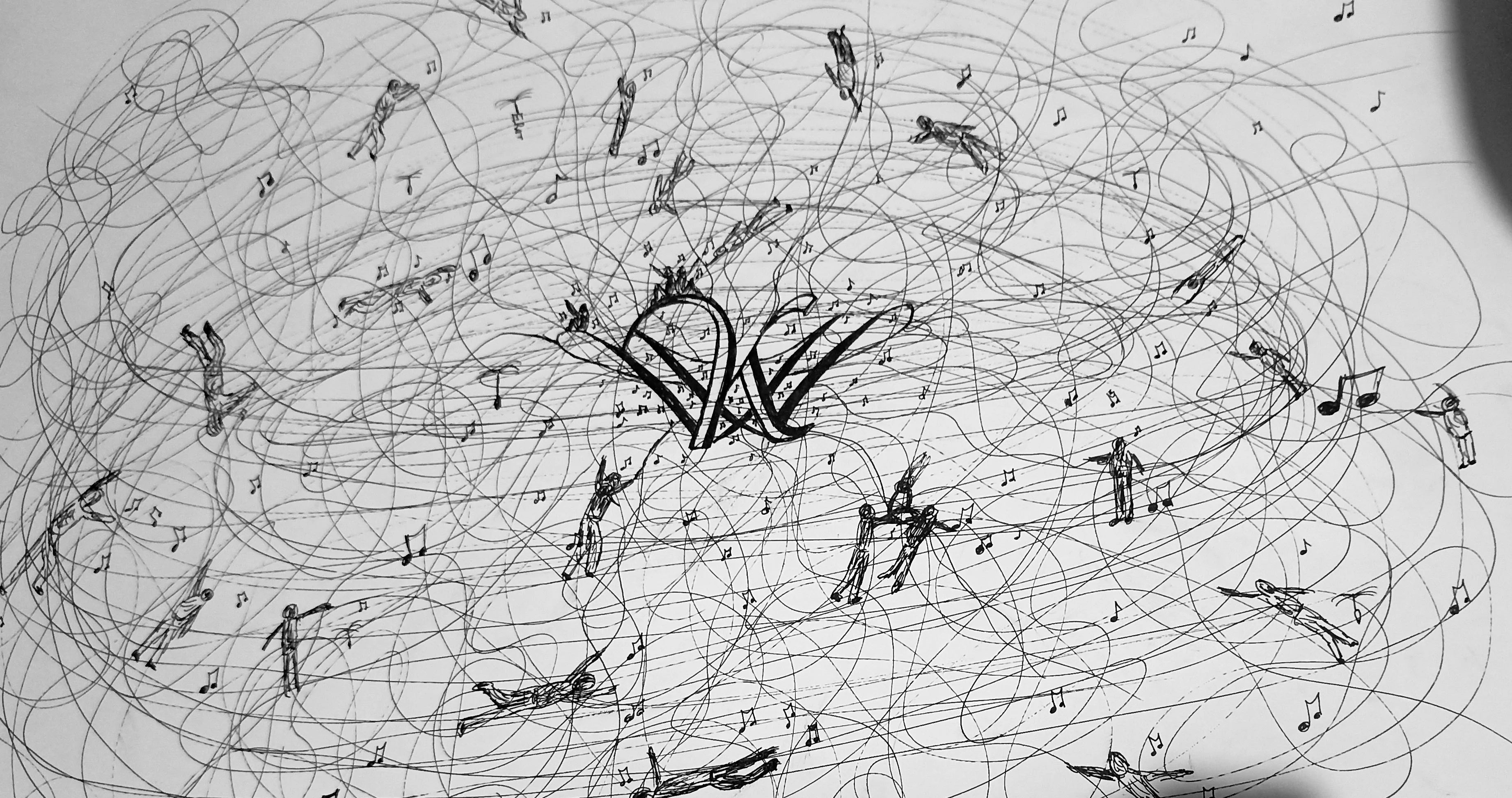 Hershverse original art by Elrat Abstract black line art on a white background