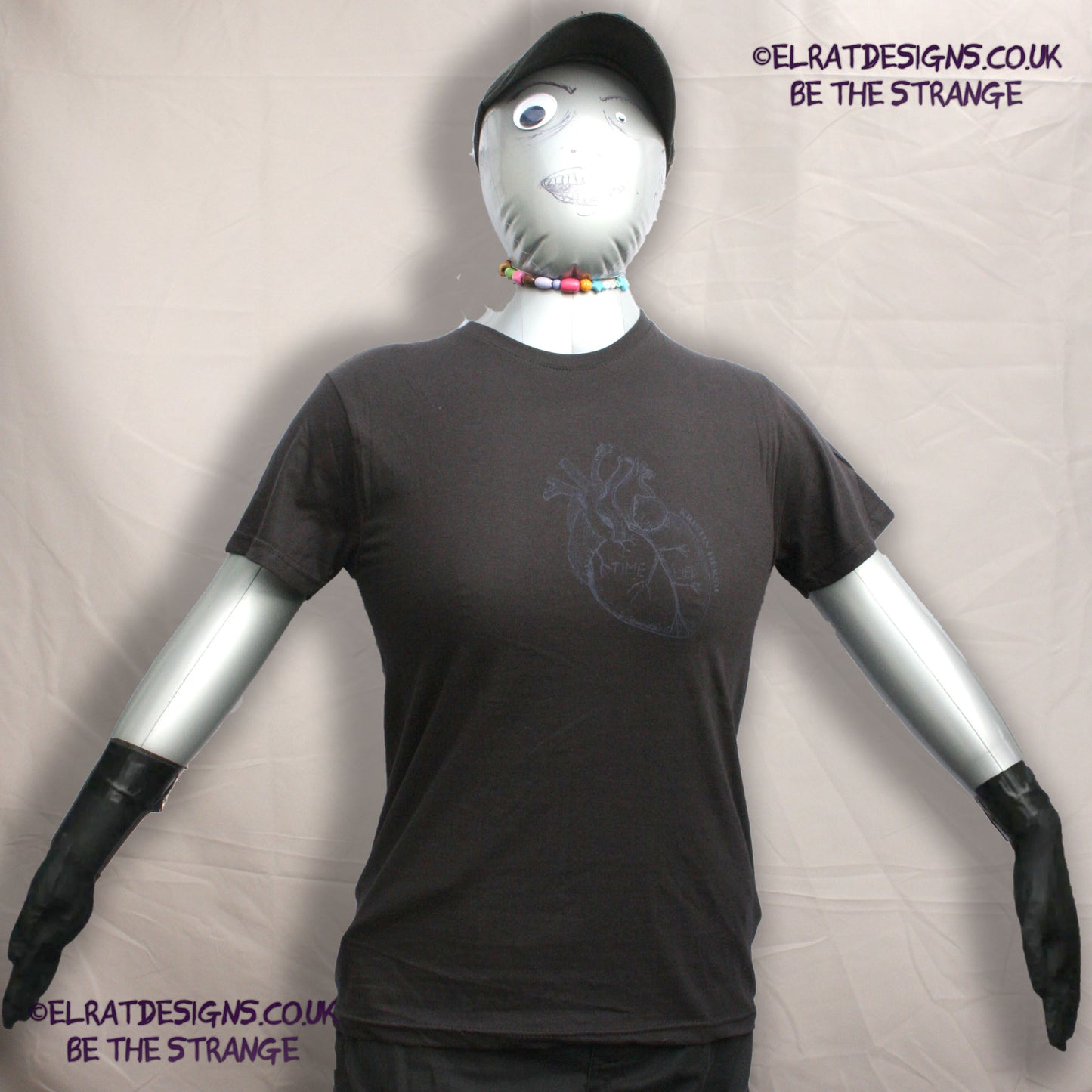 Kristin Hersh - Reflections on the Motive Power of Fire, "Time Lied" anatomical heart T-shirt, Black Heart Edition, by ElRat designs - elratdesigns.co.uk