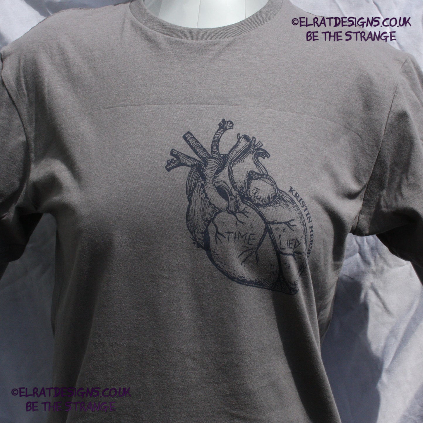 Kristin Hersh - Reflections on the Motive Power of Fire, "Time Lied" anatomical heart T-shirt, Black Heart Edition, by ElRat designs - elratdesigns.co.uk