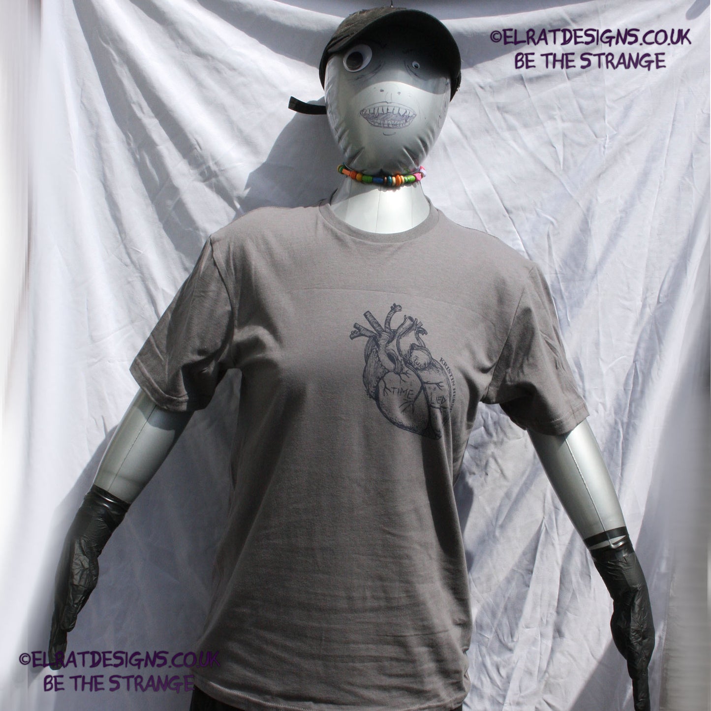 Kristin Hersh - Reflections on the Motive Power of Fire, "Time Lied" anatomical heart T-shirt, Black Heart Edition, by ElRat designs - elratdesigns.co.uk