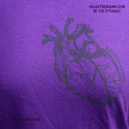 ElRat Kristin Hersh - Reflections on the Motive Power of Fire, "Time Lied" anatomical heart T-shirt, Black Heart Edition, by ElRat designs - elratdesigns.co.uk
