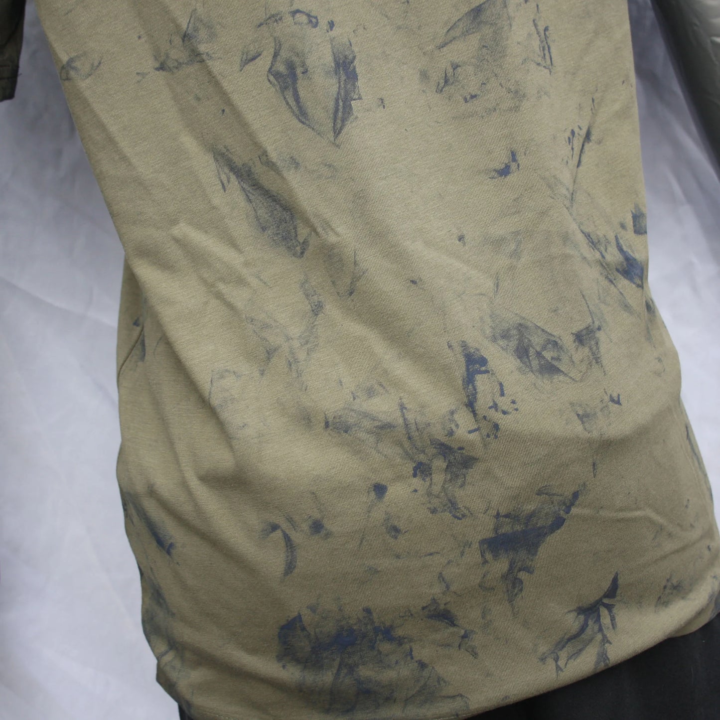 Messy Artist shirt, One of a kind, hand printed art shirt Khaki/Petrol Grey MA.Kh.XS1 | ElRat Designs