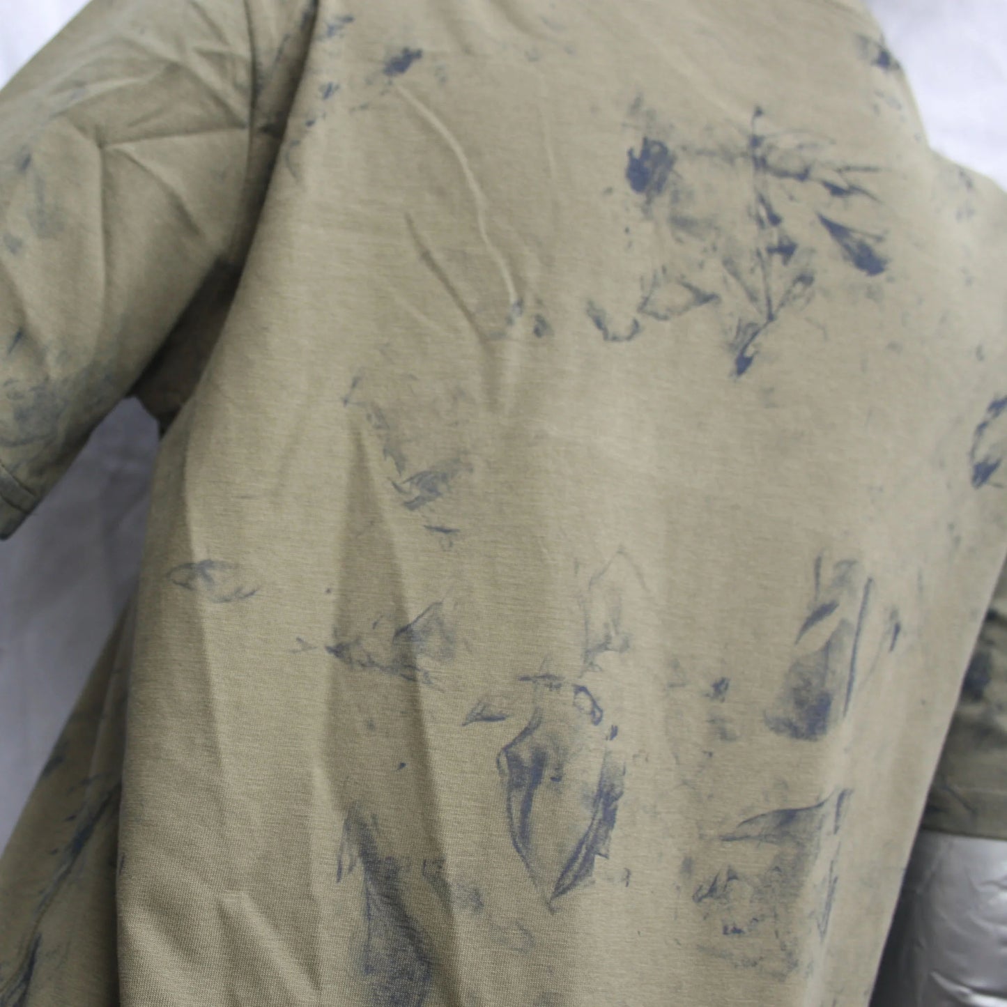Messy Artist shirt, One of a kind, hand printed art shirt Khaki/Petrol Grey MA.Kh.XS1 | ElRat Designs