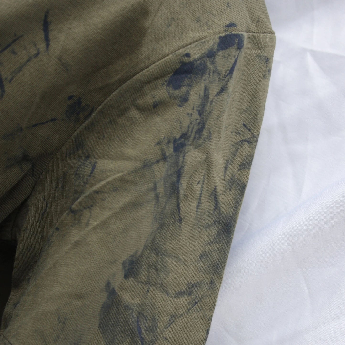 Messy Artist shirt, One of a kind, hand printed art shirt Khaki/Petrol Grey MA.Kh.XS1 | ElRat Designs