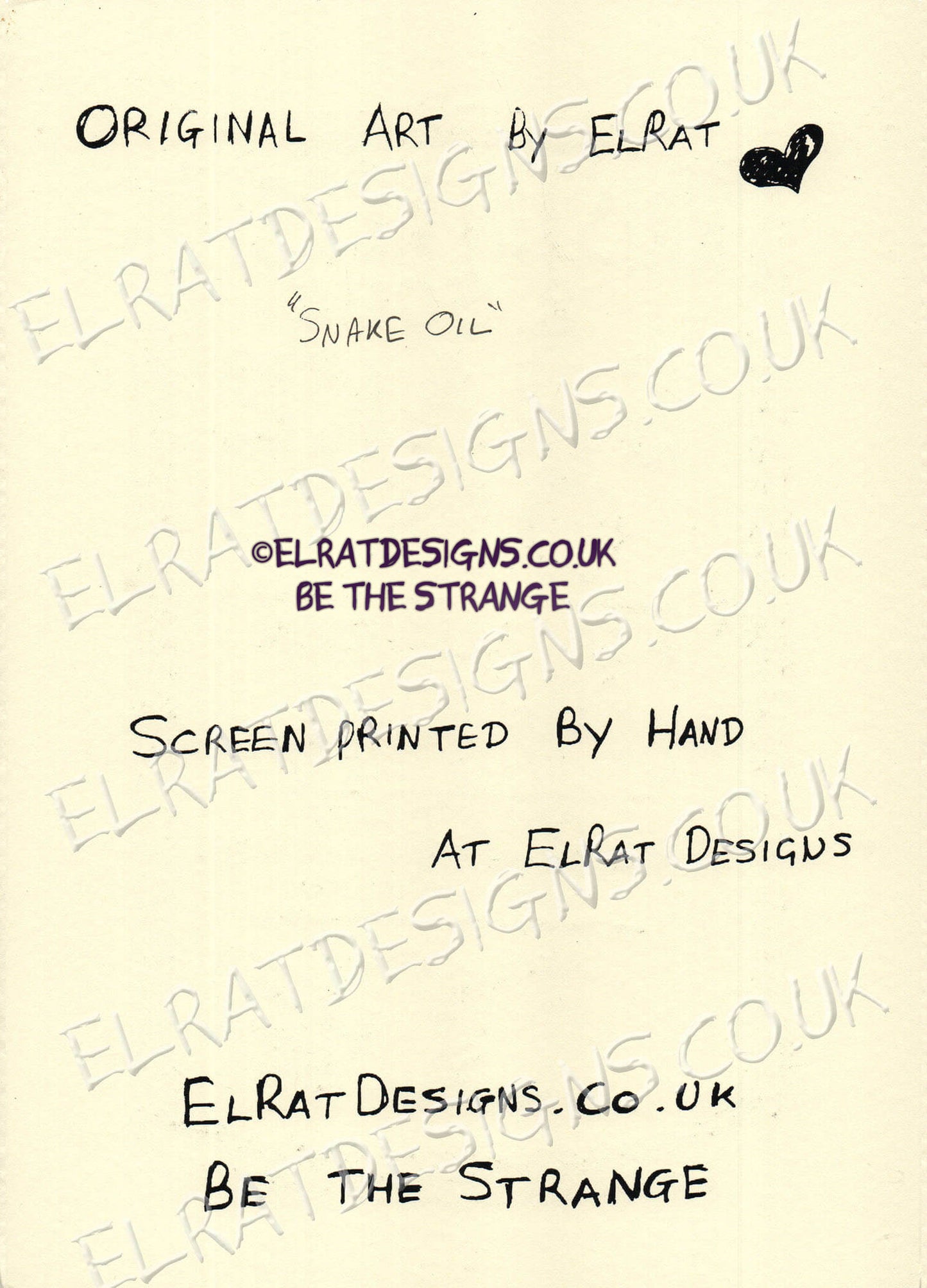 Hand drawn by ElRat, Kristin Hersh & Sons, Snake Oil Original Art Print. "For all your reptile oiling needs" Only from ElRat Designs - hero - elratdesigns.co.uk