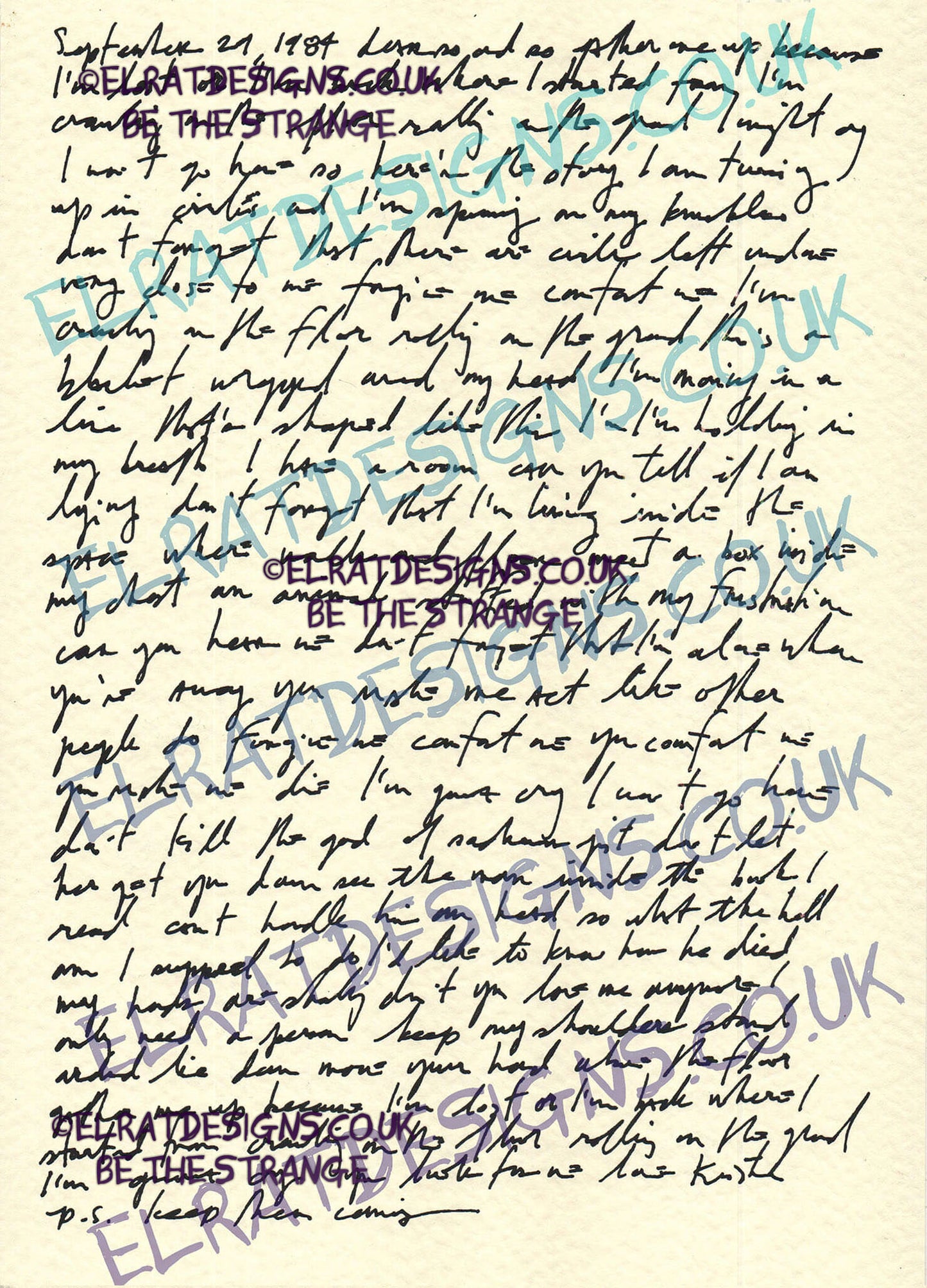 Kristin Hersh "The Letter" complete song lyrics Handwritten by Kristin Hersh, especially for ElRat Designs to bring you this beautiful print. Hand Printed using Archival ink on 300gsm card. Only from ElRat Designs - hero - elratdesigns.co.uk