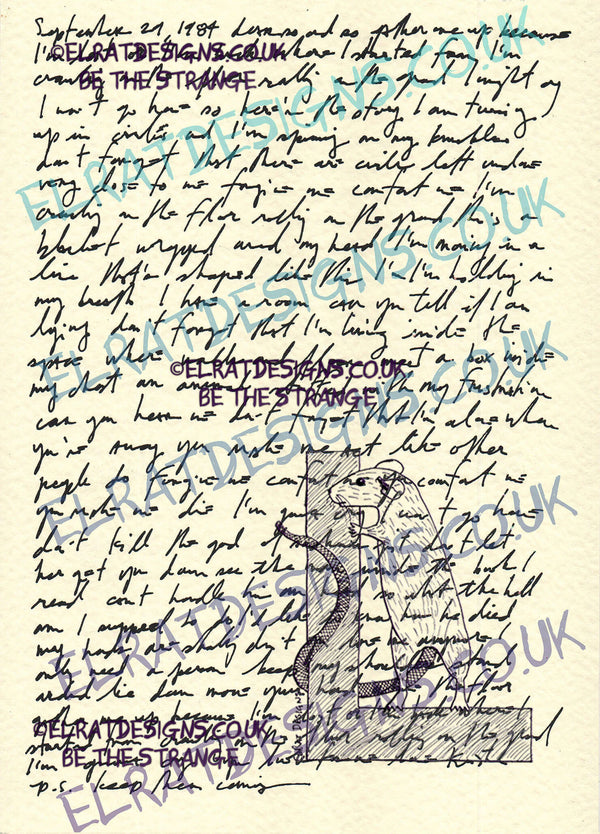 Kristin Hersh "The Letter" complete song lyrics Handwritten by Kristin Hersh, especially for ElRat Designs to bring you this beautiful print. Hand Printed using Archival ink on 300gsm card. Only from ElRat Designs - hero - elratdesigns.co.uk