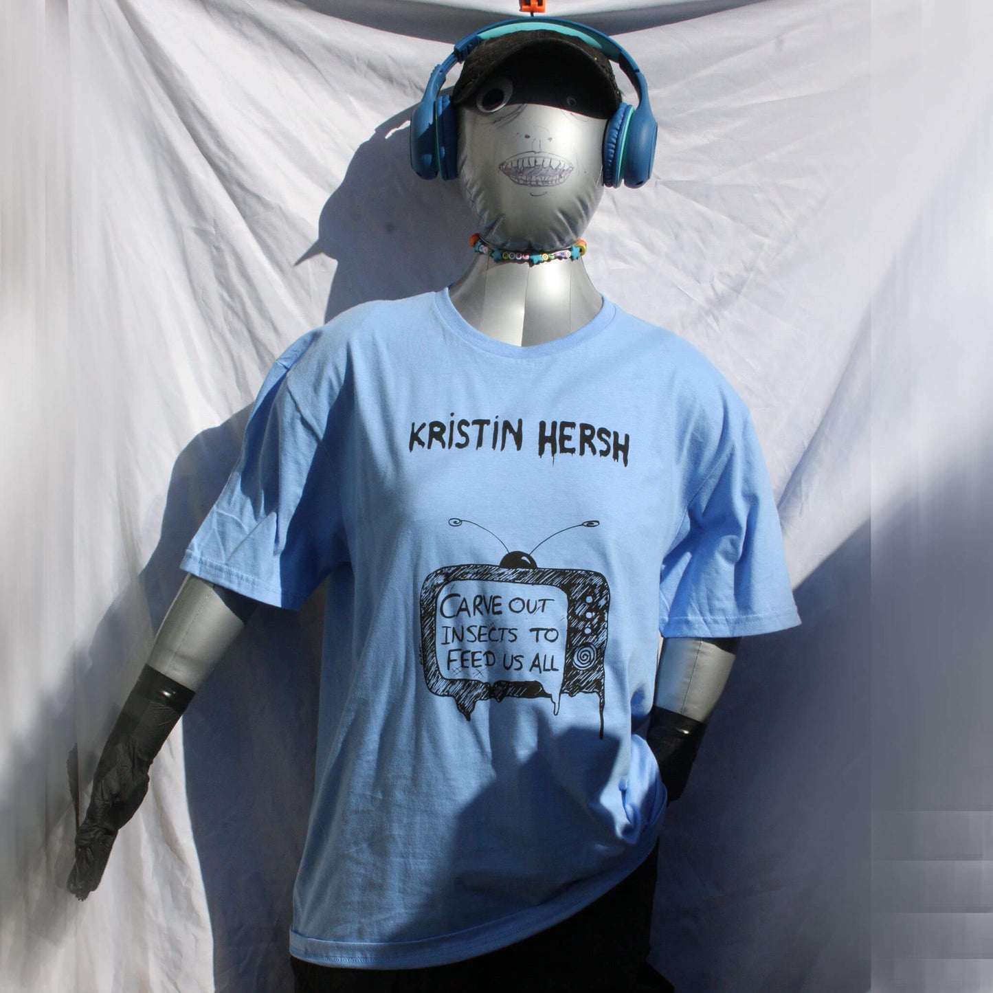 Kristin Hersh, 'Mississippi Kite' Painted TV tee - Screen printed t-shirt carolina blue black full