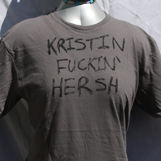 KFH 'Kristin Fn' Hersh' graffiti style screen printed t-shirt, black with bold, sharpie drawn lettering design