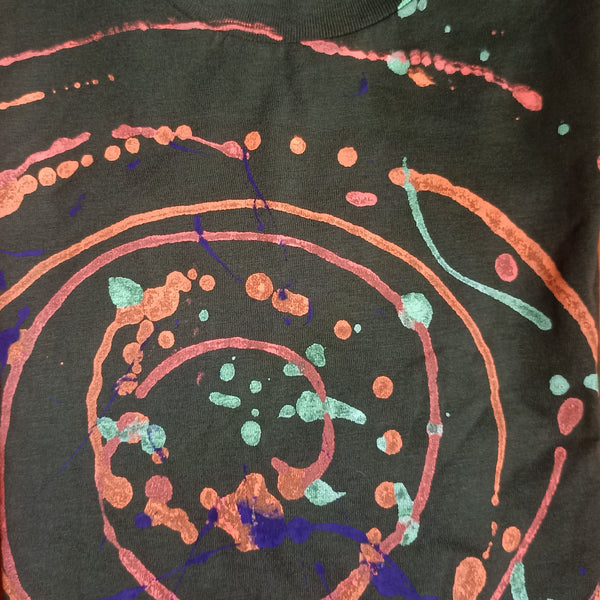 Spiral Splatter Print - Hand printed art shirt - Khaki Xtra Small MP.Kh.XS1 | ElRat Designs