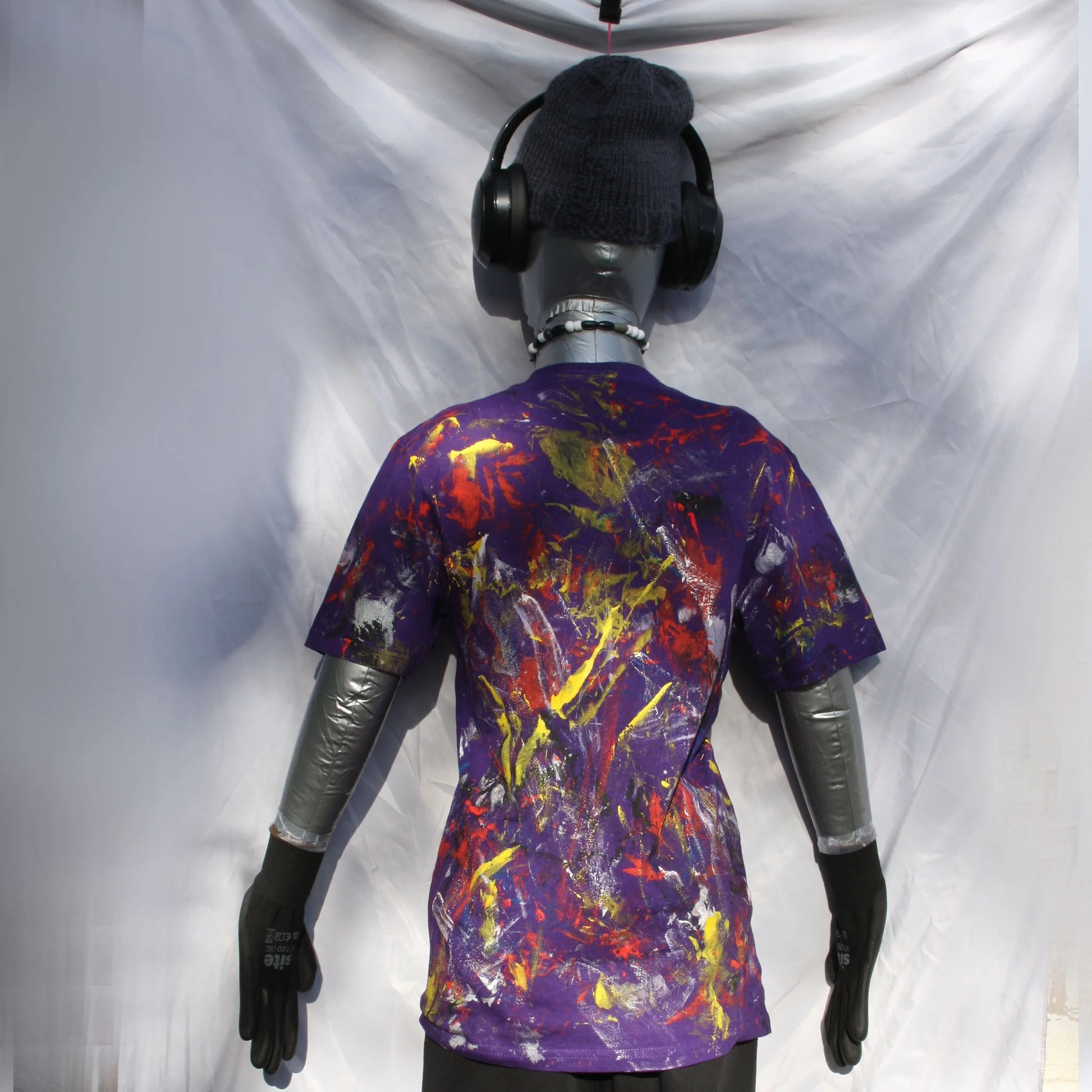 Messy Artist shirt, One of a kind, hand printed art shirt Purple Small MA.Pu.S1 | ElRat Designs