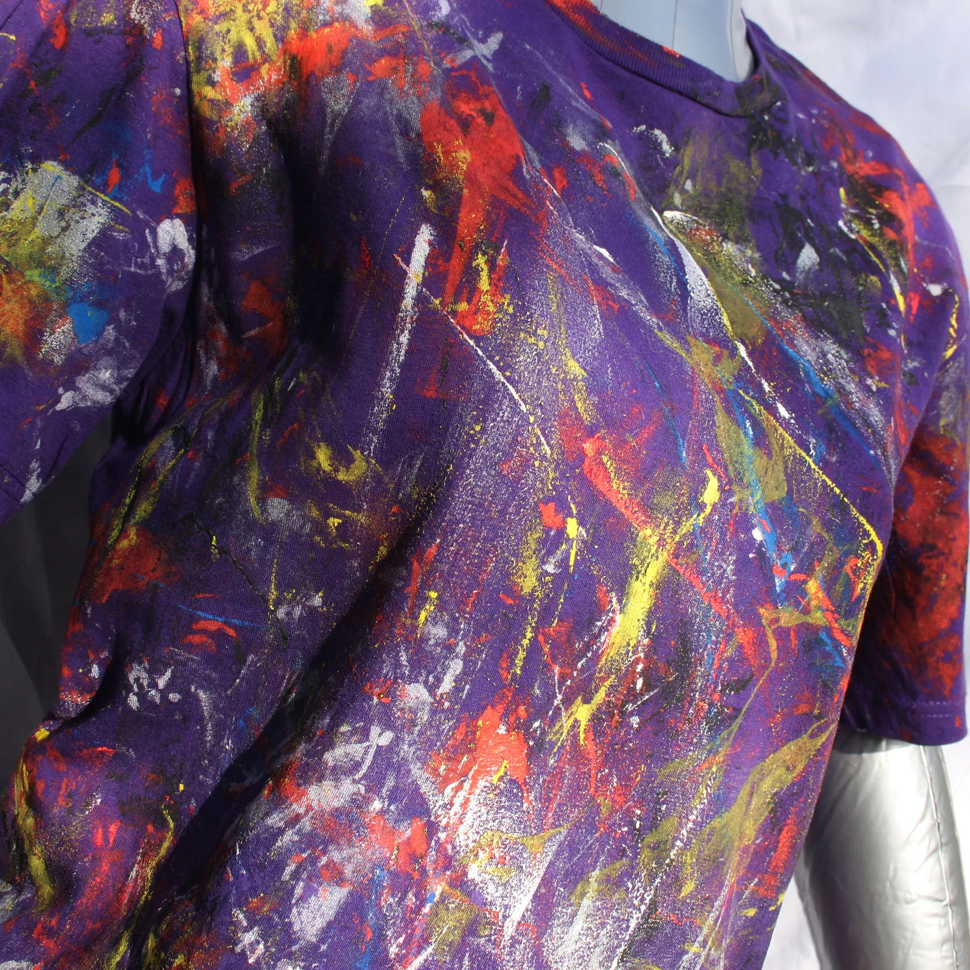 Messy Artist shirt, One of a kind, hand printed art shirt Purple Small MA.Pu.S1 | ElRat Designs