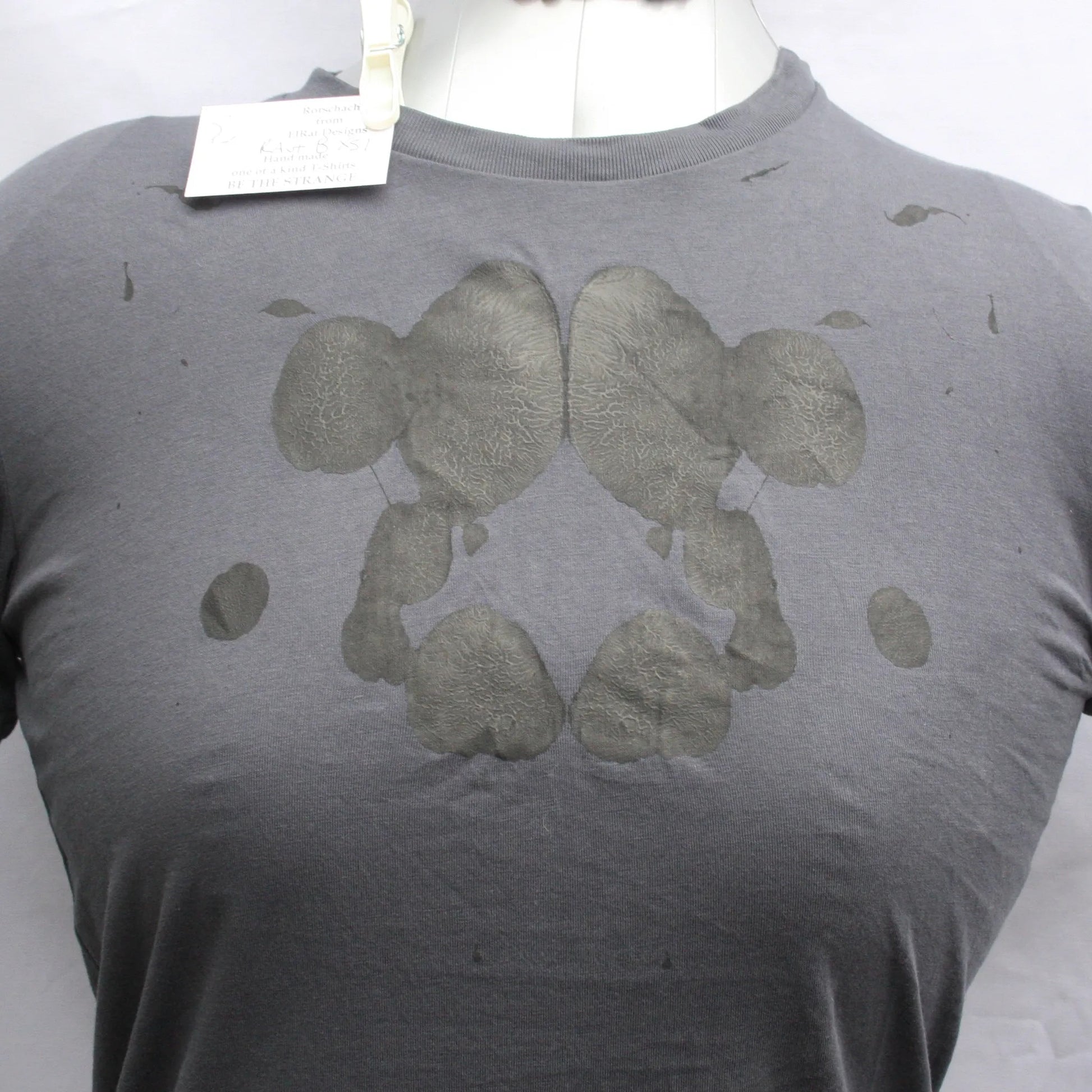 Rorschach, Anthracite grey cotton T-Shirt with Black ink blot  - XS #1 (RAnt B XS1)