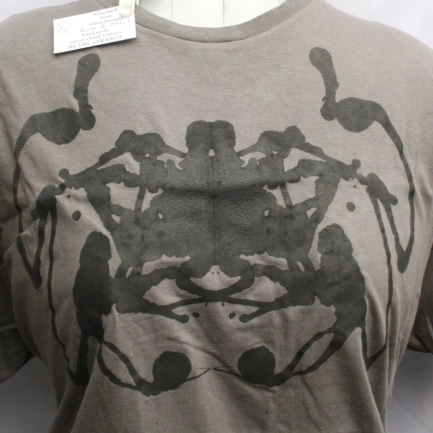 Rorschach, Charcoal cotton T-Shirt with Black ink blot - 2XL #2 (RCH B 2XL2)